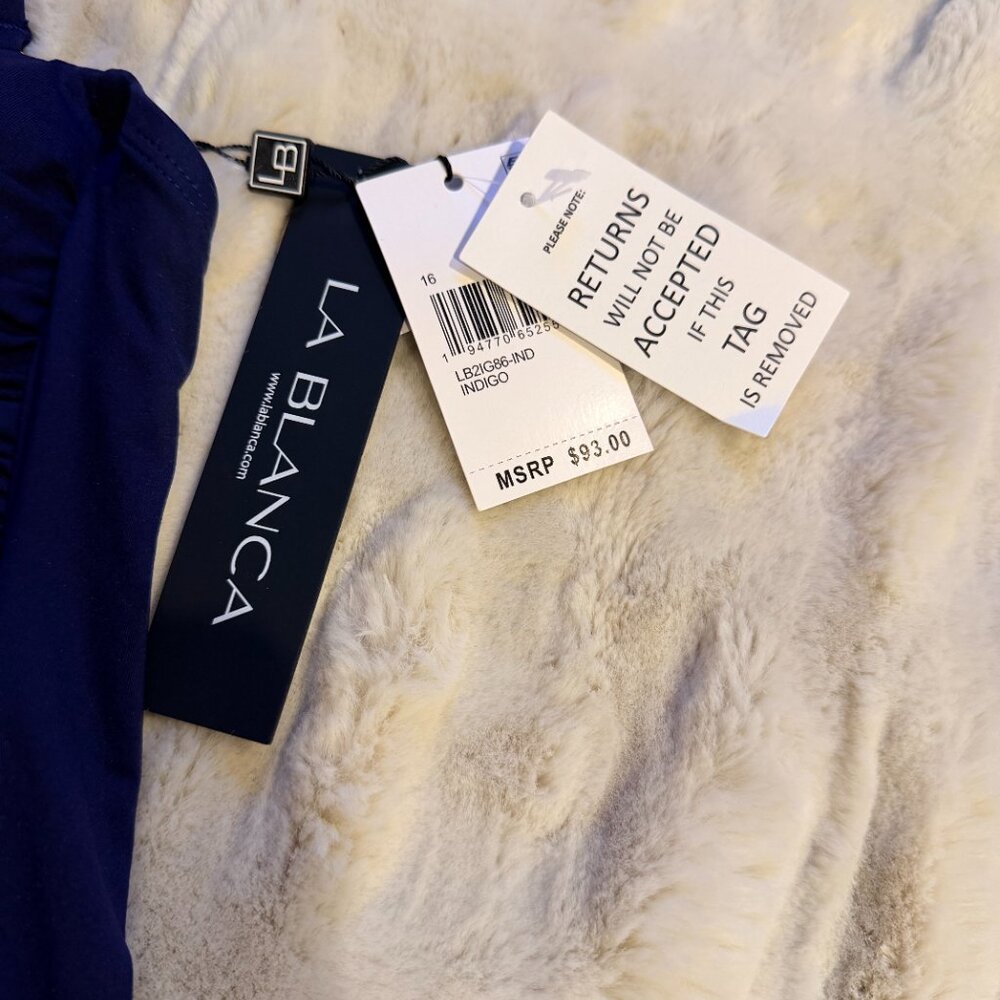 LA BLANCA WOMEN'S ISLAND GODDESS BANDEAU TANKINI SWIMSUIT TOP AND BOTTOM ~  NWT - Picture 3 of 14